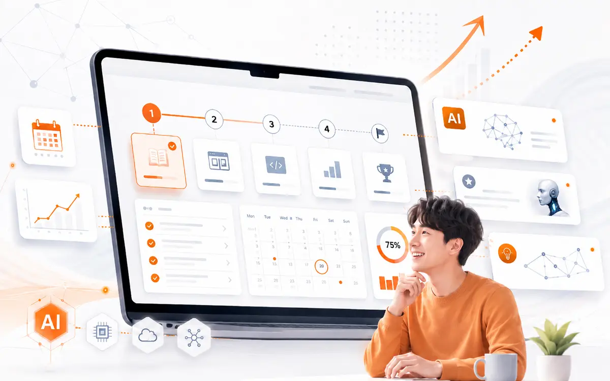学習ロードマップとAI最新情報のイメージ
